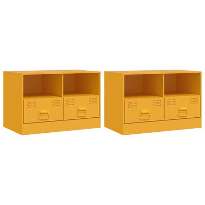 vidaXL Mobili TV 2 pz Giallo Senape 67x39x44 cm in Acciaio