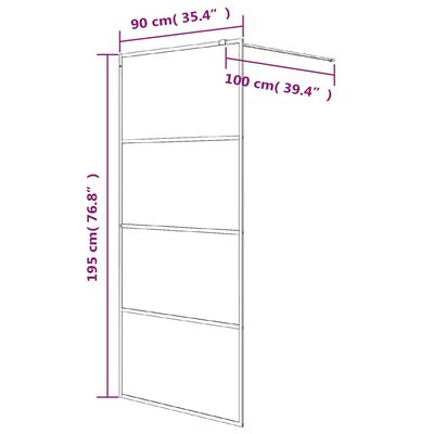 vidaXL Parete Doccia Walk in Nera 90x195 cm Vetro Semi Smerigliato ESG