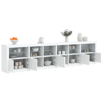 vidaXL Credenza con Luci LED Bianca 283x37x67 cm