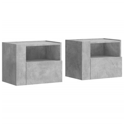 vidaXL Comodini a Muro 2 pz Grigio Cemento 45x30x35 cm