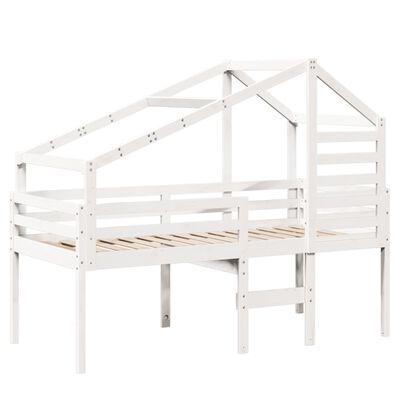 vidaXL Letto a Soppalco con Tetto Bianco 75x190 cm in Legno di Pino