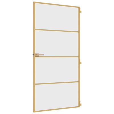 vidaXL Porta Interni Sottile Oro 102,5x201,5 Vetro Temperato Alluminio