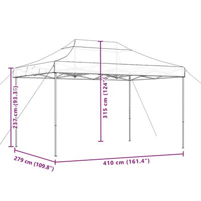 vidaXL Tenda da Festa Pieghevole Pop-Up Nero 410x279x315 cm