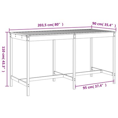 vidaXL Set Bar da Giardino 9 pz Nero in Legno Massello di Pino