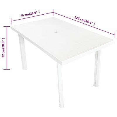 vidaXL Tavolo da Giardino Bianco 126x76x72 cm in Plastica