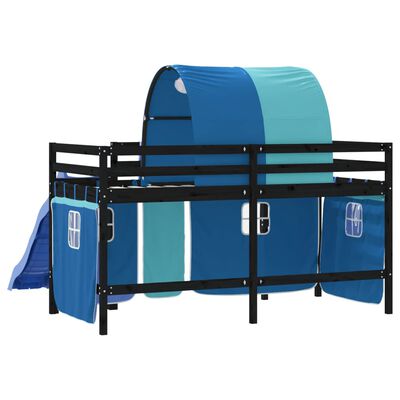 vidaXL Letto a Soppalco con Tunnel Bambini Blu 80x200cm Massello Pino