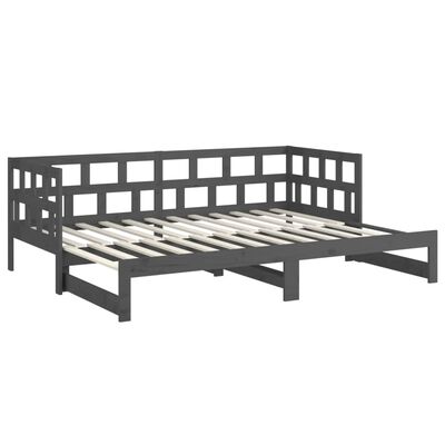 vidaXL Dormeuse Estraibile Grigia Legno Massello di Pino 2x(90x200) cm