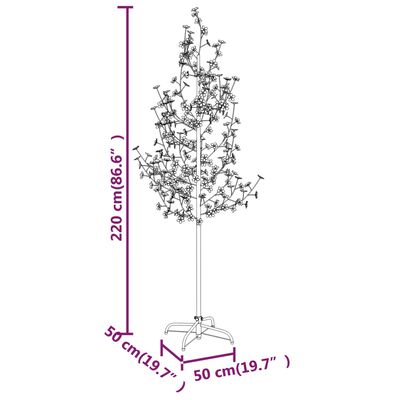 vidaXL Albero di Ciliegio con 220 LED Bianco Caldo 220 cm