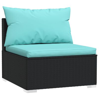 vidaXL Set Divani da Giardino 10 pz con Cuscini in Polyrattan Nero