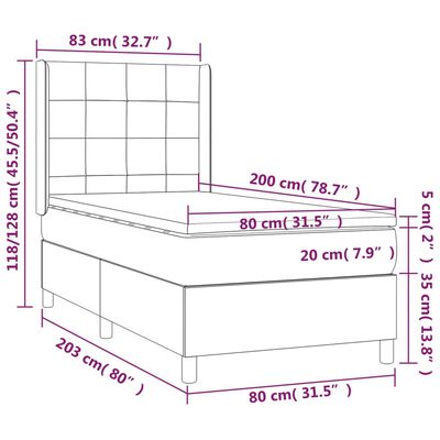 vidaXL Giroletto a Molle con Materasso Blu 80x200 cm inTessuto