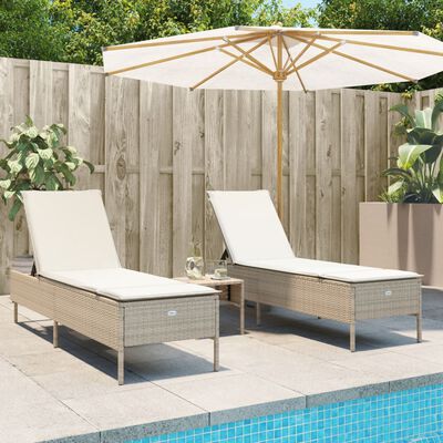 vidaXL Lettini Prendisole 2 pz con Cuscini Beige in Polyrattan