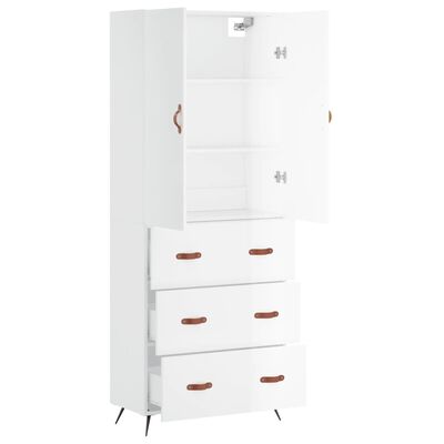 vidaXL Credenza Bianco Lucido 69,5x34x180 cm in Legno Multistrato