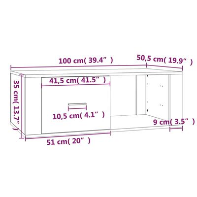 vidaXL Tavolino da Salotto Nero 100x50,5x35 cm in Legno Multistrato