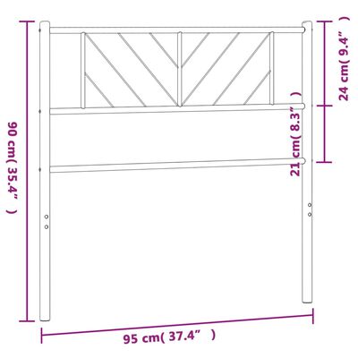 vidaXL Testiera in Metallo Bianco 90 cm