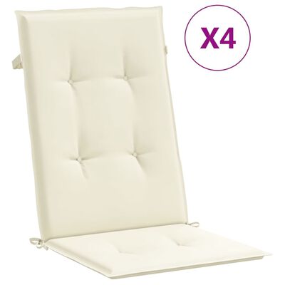 vidaXL Cuscini per Sedie 4 pz Crema 120x50x3 cm in Tessuto