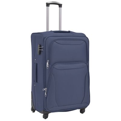 vidaXL 3 pz Set di Valigie Trolley Morbide Blu Marino