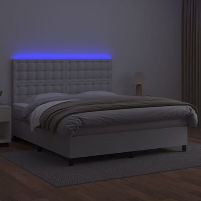 vidaXL Giroletto Molle con Materasso e LED Bianco 180x200cm Similpelle