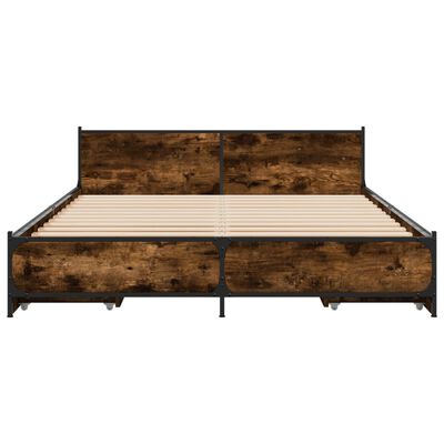 vidaXL Giroletto con Cassetti Rovere Fumo 160x200 cm Legno Multistrato