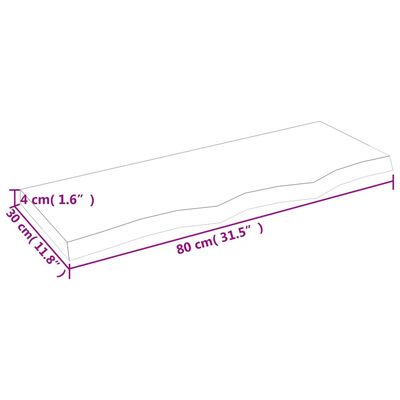 vidaXL Ripiano Marrone Scuro 80x30x(2-4) cm Massello Rovere Trattato