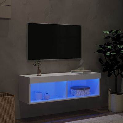 vidaXL Mobile Porta TV con Luci LED Bianco 100x30x30 cm