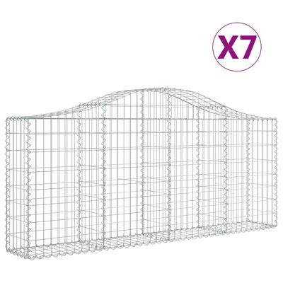 vidaXL Cesti Gabbioni ad Arco 7 pz 200x30x80/100 cm Ferro Zincato