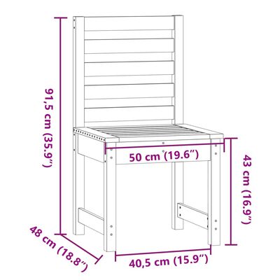 vidaXL Sedie da Giardino 2pz 50x48x91,5 cm Legno Massello di Pino