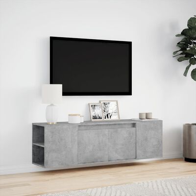 vidaXL Mobile TV a Parete con Luci LED Grigio Cemento 135x31x39,5 cm