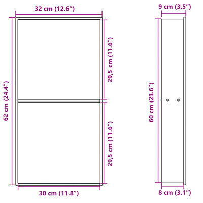 vidaXL Nicchia per Doccia Argento Spazzolato 32x62x9cm in Acciaio Inox