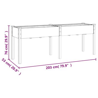 vidaXL Fioriera con Fodera 203x53x76 cm Legno Massello di Abete