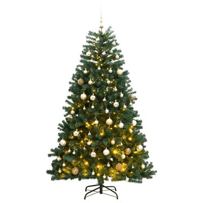 vidaXL Albero Natale Incernierato con 300 LED e Palline 240 cm