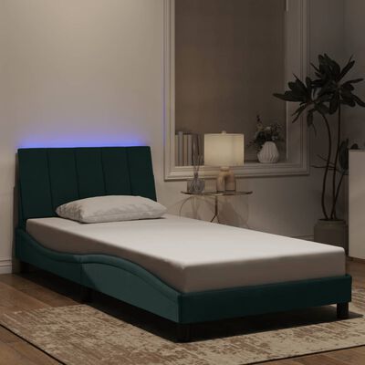 vidaXL Giroletto con Luci LED Verde Scuro 100x200 cm in Velluto