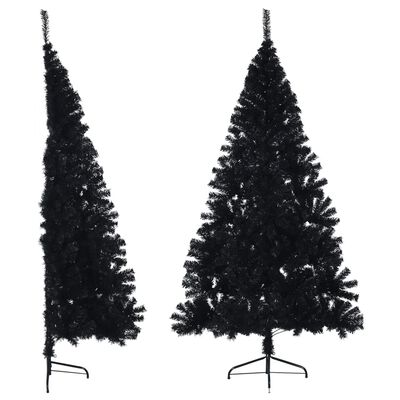 vidaXL Albero di Natale Artificiale a Metà con Base Nero 240 cm PVC