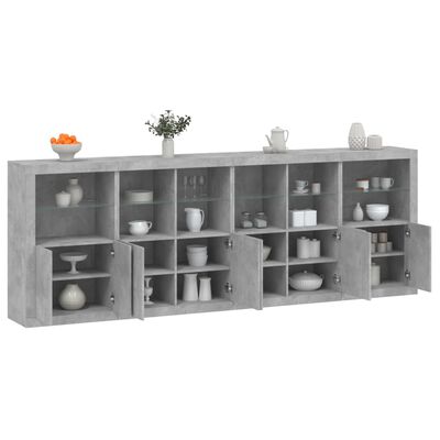 vidaXL Credenza con Luci LED Grigio Cemento 283x37x100 cm