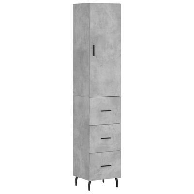 vidaXL Credenza Grigio Cemento 34,5x34x180 cm in Legno Multistrato