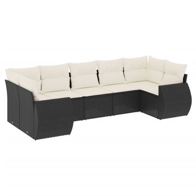 vidaXL Set Divani da Giardino con Cuscini 7pz Nero Polyrattan