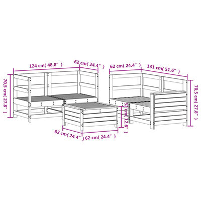 vidaXL Set Divani da Giardino 5 pz in Legno Impregnato di Pino