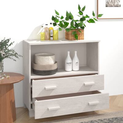 vidaXL Credenza HAMAR Bianca 85x35x80 cm in Legno Massello di Pino