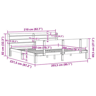 vidaXL Giroletto con Testiera senza Materasso Bianco 200x200 cm