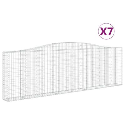 vidaXL Cesti Gabbioni ad Arco 7 pz 400x30x120/140 cm Ferro Zincato