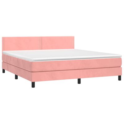 vidaXL Letto a Molle con Materasso e LED Rosa 160x200 cm in Velluto