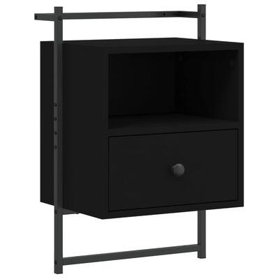 vidaXL Comodino a Muro Nero 40x30x61 cm Legno Multistrato