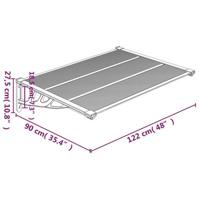 vidaXL Tettoia per Porta Nera 122x90 cm in Policarbonato