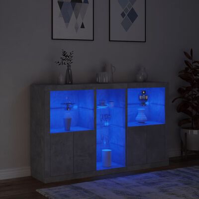 vidaXL Credenza con Luci LED Grigio Cemento 162x37x100 cm