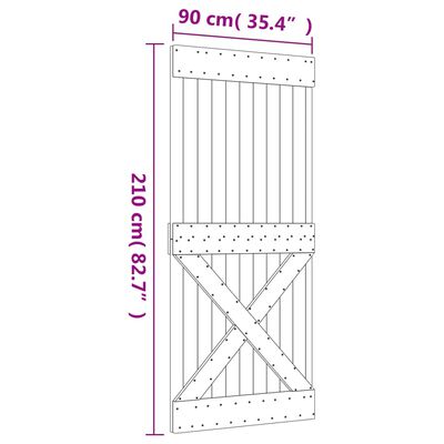 vidaXL Porta Scorrevole con Set Hardware 90x210 cm Legno Massello Pino