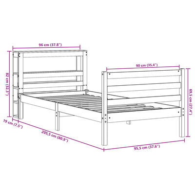 vidaXL Letto senza Materasso 90x200 cm in Legno Massello di Pino