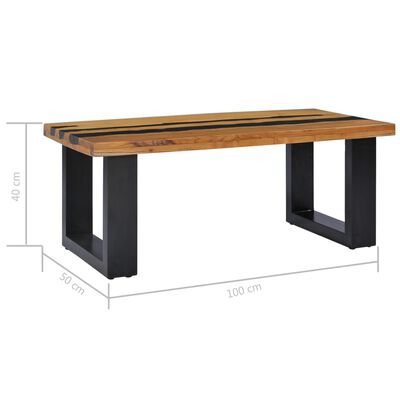 vidaXL Tavolino da Salotto 100x50x40 cm Massello Teak e Pietra Lavica