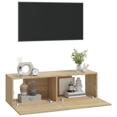 vidaXL Mobili TV Muro 2pz Rovere Sonoma 100x30x30 cm Legno Multistrato