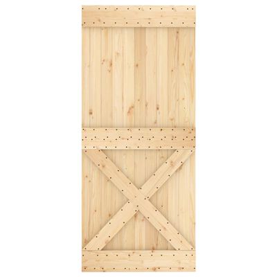 vidaXL Porta Scorrevole con Set Hardware 90x210 cm Legno Massello Pino