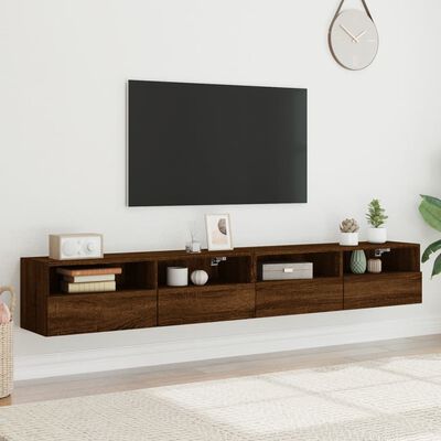 vidaXL Mobili TV Muro 2pz Rovere Marrone 100x30x30cm Legno Multistrato