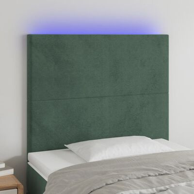 vidaXL Testiera a LED Verde Scuro 100x5x118/128cm in Velluto